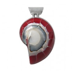 Red Shell Pendant, Sterling Silver